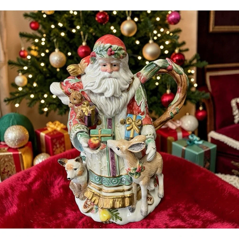 Fitz &‎ Floyd Classics Enchanted Holiday Santa Claus Teapot Tea Pot Pitcher Xmas